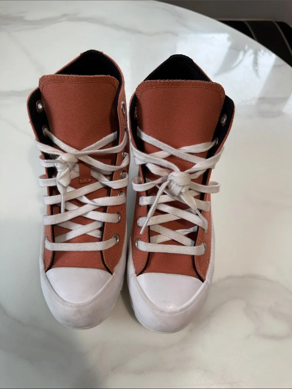 Converse High Top Sneakers - Coral and White